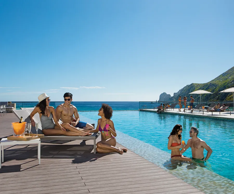 Couples enjoying the infinity pool