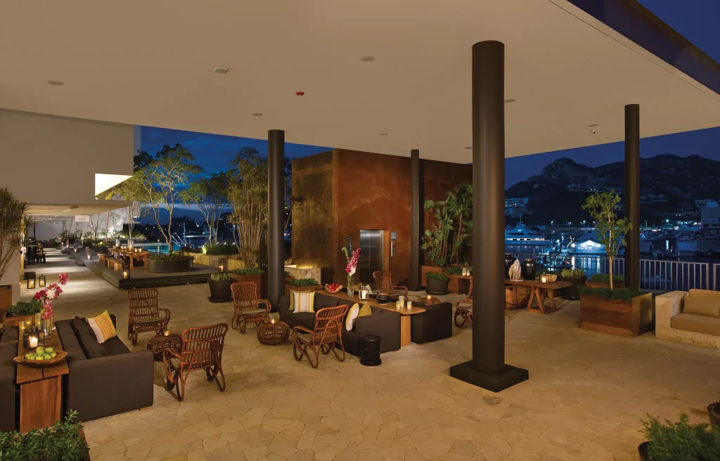 Lobby overlooking the marina