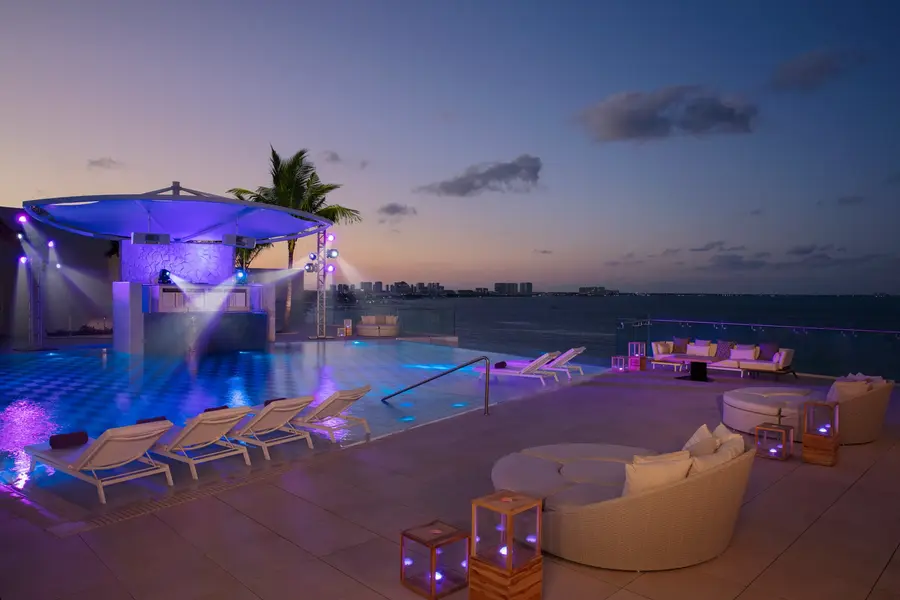 Xcelerate pool at night