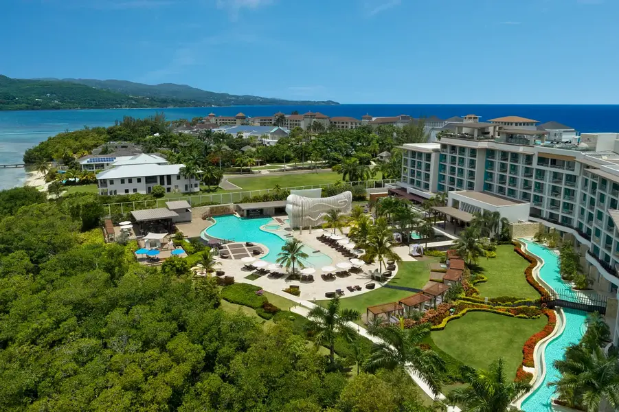 Aerial view of Breathless Montego Bay with pool