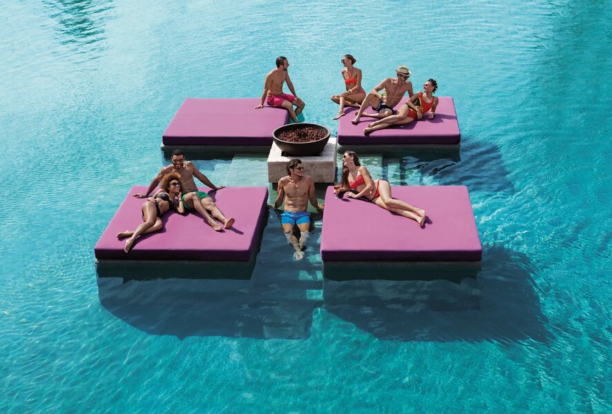 Couples enjoying the energy pool
