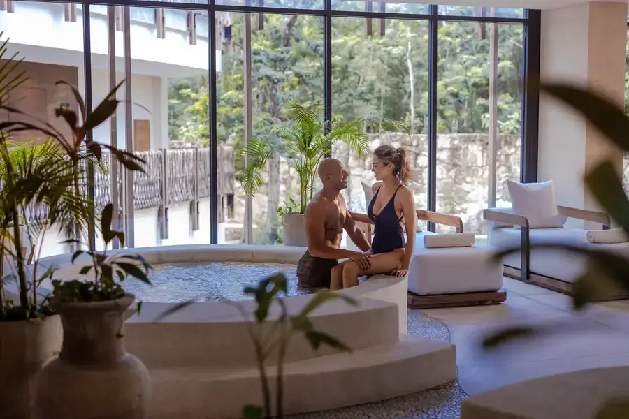 Couple in spa jacuzzi