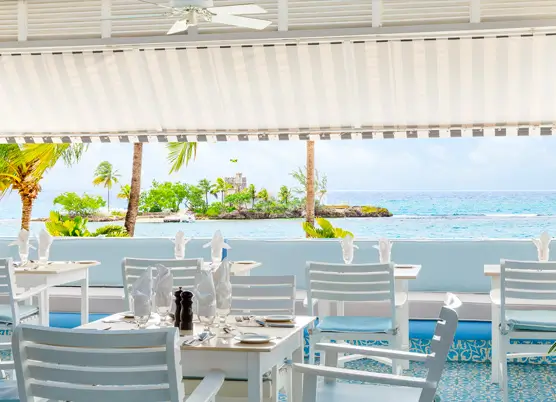 Patio restaurant with ocean view