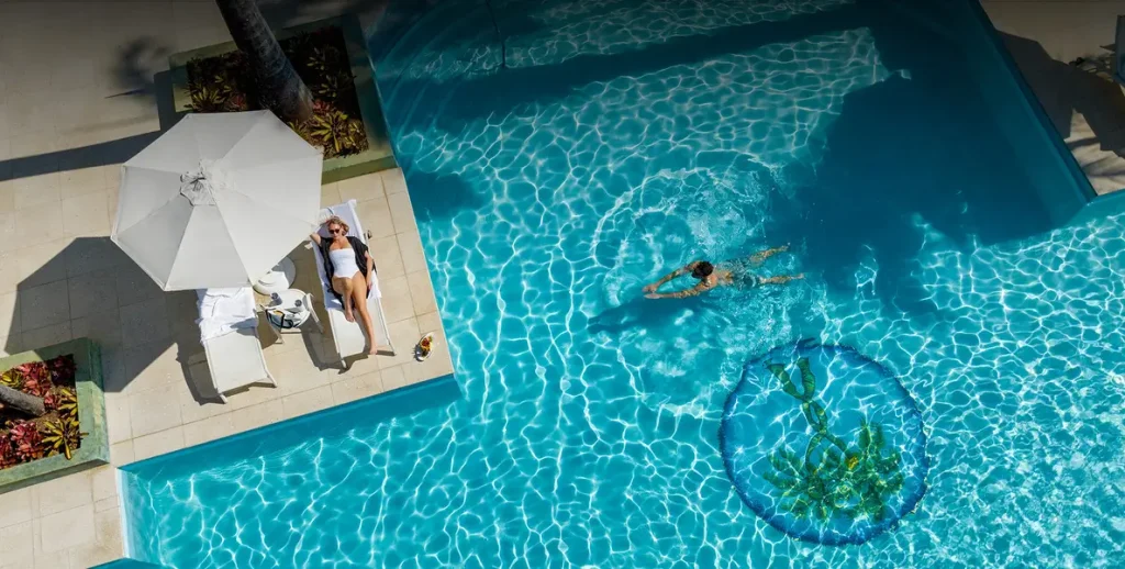 Aerial shot of main pool