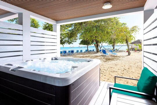 Ocean view room with private hot tub