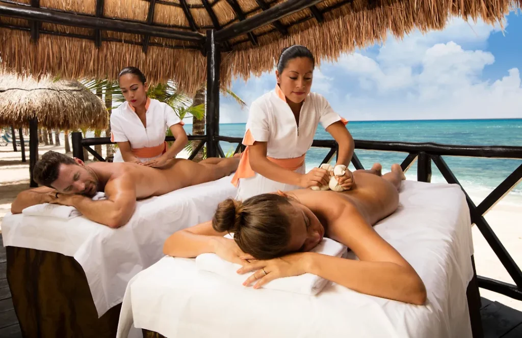 Couples beach front massage